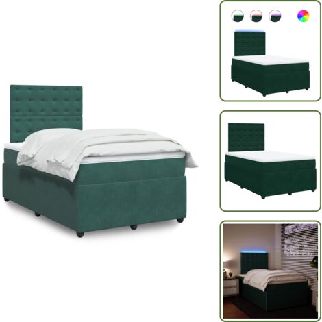 Testiera regolabile - vidaXL Giroletto a Molle con Materasso Verde Scuro 120x190 cm Velluto - Letto con velluto