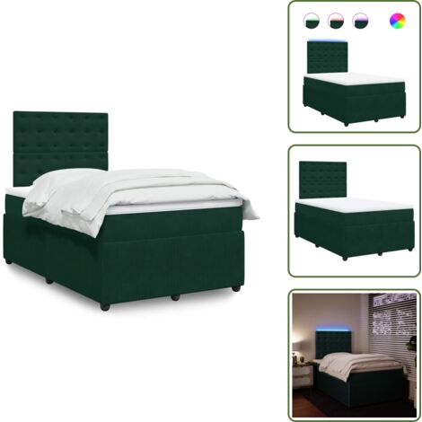 Testiera regolabile - vidaXL Giroletto a Molle con Materasso Verde Scuro 120x200 cm Velluto - Coprimaterasso