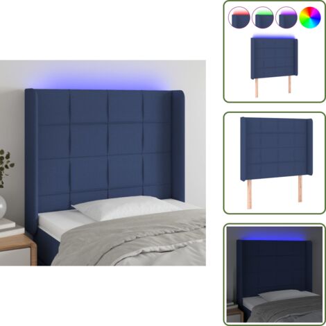 Testiera regolabile - vidaXL Testiera a LED Blu 103x16x118/128 cm in Tessuto - Testiera per camera da letto