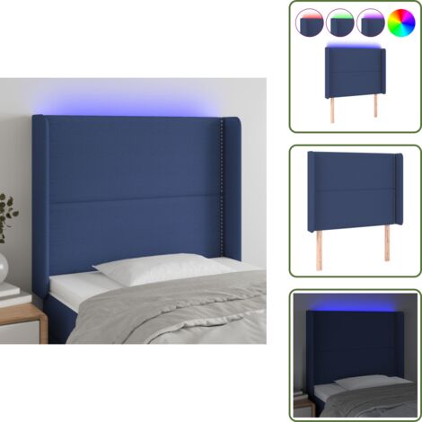 Testiera regolabile - vidaXL Testiera a LED Blu 103x16x118/128 cm in Tessuto - Testiera per camera da letto