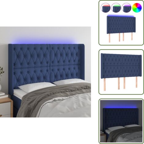 Testiera regolabile - vidaXL Testiera a LED Blu 163x16x118/128 cm in Tessuto - Testiera per camera da letto