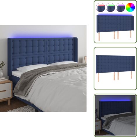 Testiera regolabile - vidaXL Testiera a LED Blu 163x16x118/128 cm in Tessuto - Testiera per camera da letto
