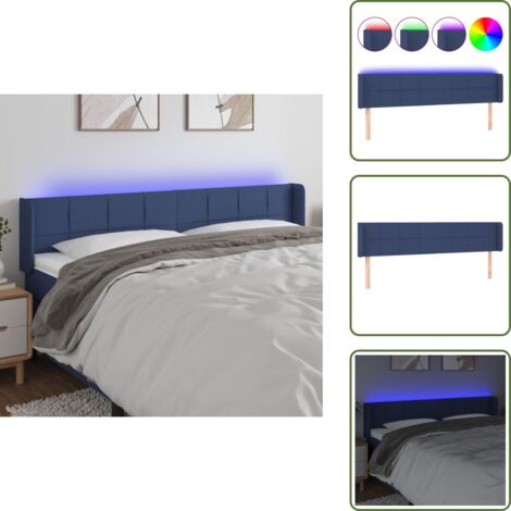 Testiera regolabile - vidaXL Testiera a LED Blu 183x16x78/88 cm in Tessuto - Testiera per camera da letto