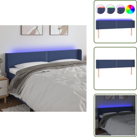 Testiera regolabile - vidaXL Testiera a LED Blu 183x16x78/88 cm in Tessuto - Testiera per camera da letto