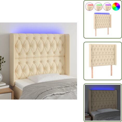 Testiera regolabile - vidaXL Testiera a LED Crema 103x16x118/128 cm in Tessuto - Testiera con LED