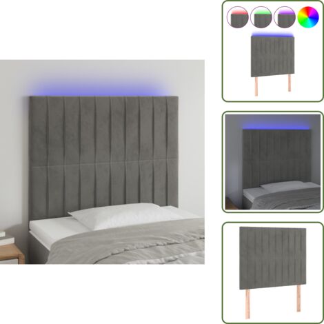 Testiera regolabile - vidaXL Testiera a LED Grigio Chiaro 100x5x118/128 cm in Velluto - Supporto schiena