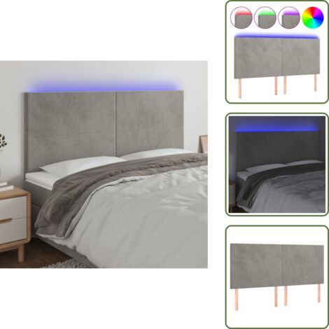 Testiera regolabile - vidaXL Testiera a LED Grigio Chiaro 200x5x118/128 cm in Velluto - Testiera per letto