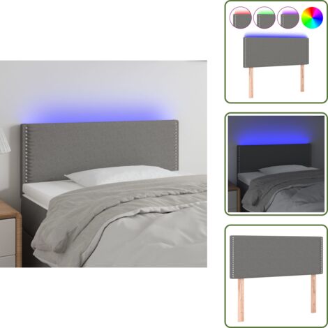 Testiera regolabile - vidaXL Testiera a LED Grigio Scuro 100x5x78/88 cm in Tessuto - Testiera in tessuto
