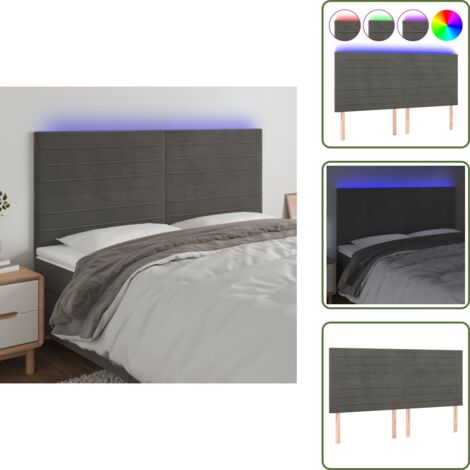 Testiera regolabile - vidaXL Testiera a LED GrigioScuro 200x5x118/128cm in Velluto - Testiera per camera da letto