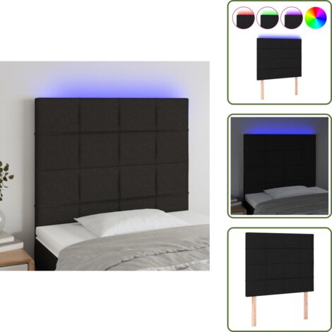 Testiera regolabile - vidaXL Testiera a LED Nera 100x5x118/128 cm in Tessuto - Testiera in tessuto
