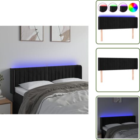 Testiera regolabile - vidaXL Testiera a LED Nera 147x16x78/88 cm in Velluto - Supporto schiena