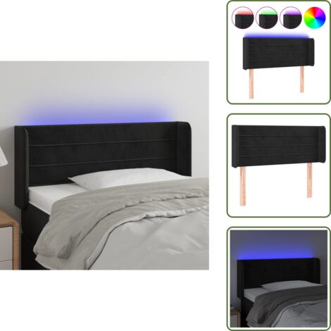 Testiera regolabile - vidaXL Testiera a LED Nera 93x16x78/88 cm in Velluto - Supporto schiena