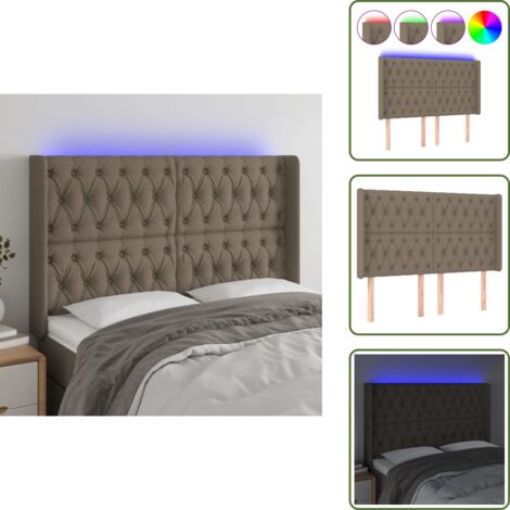 Testiera regolabile - vidaXL Testiera a LED Tortora 163x16x118/128 cm in Tessuto - Testiera con striscia LED
