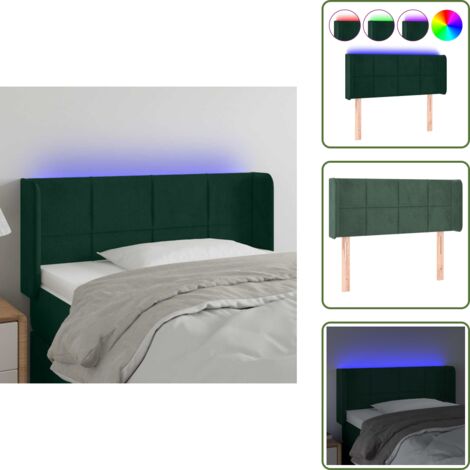 Testiera regolabile - vidaXL Testiera a LED Verde Scuro 103x16x78/88 cm in Velluto - Testiera con LED