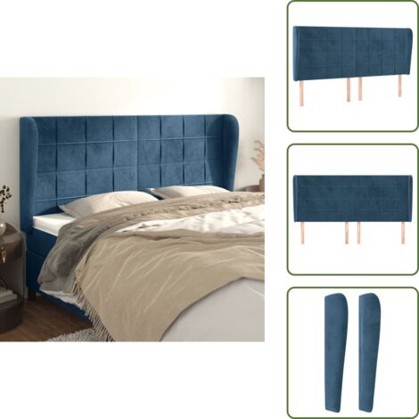 Testiera regolabile - vidaXL Testiera ad Orecchio Blu Scuro 163x23x118/128 cm in Velluto - Testiera in legno