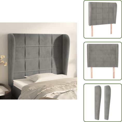 Testiera regolabile - vidaXL Testiera ad Orecchio Grigio Chiaro 103x23x118/128 cm in Velluto - Testiera in legno