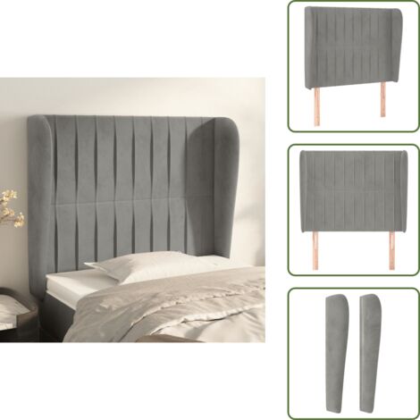 Testiera regolabile - vidaXL Testiera ad Orecchio Grigio Chiaro 103x23x118/128 cm in Velluto - Testiera in legno