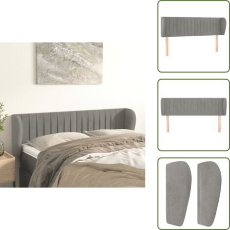 Testiera regolabile - vidaXL Testiera ad Orecchio Grigio Chiaro 147x23x78/88 cm in Velluto - Testiera in legno