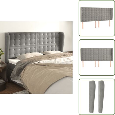 Testiera regolabile - vidaXL Testiera ad Orecchio Grigio Chiaro 163x23x118/128 cm in Velluto - Testiera per camera da letto