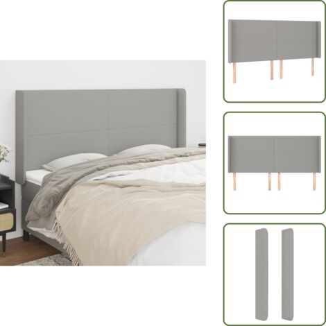 Testiera regolabile - vidaXL Testiera ad Orecchio Grigio Chiaro 183x16x118/128 cm in Tessuto -