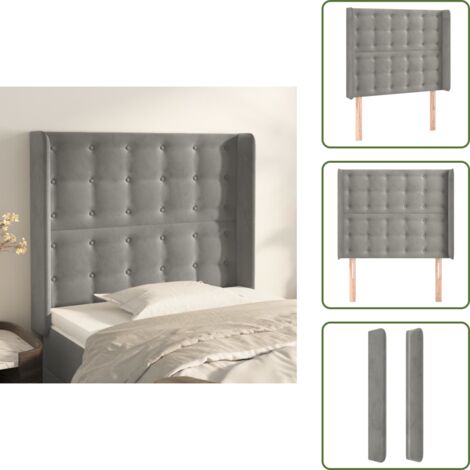 Testiera regolabile - vidaXL Testiera ad Orecchio Grigio Chiaro 93x16x118/128 cm in Velluto - Testiera per camera da letto