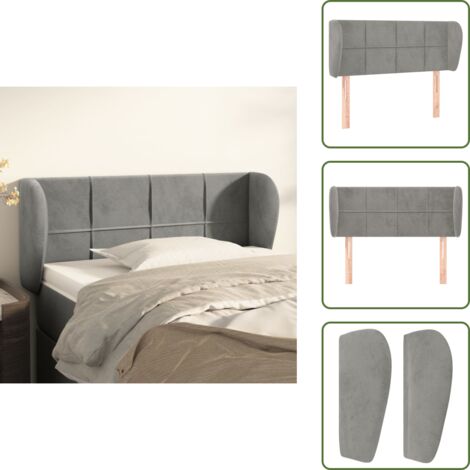 Testiera regolabile - vidaXL Testiera ad Orecchio Grigio Chiaro 93x23x78/88 cm in Velluto - Testiera per camera da letto