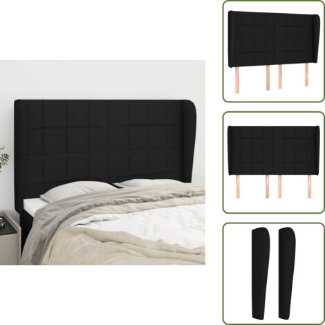 Testiera regolabile - vidaXL Testiera ad Orecchio Nera 147 x 23 x 118/128 cm in Tessuto - Testiera per camera da letto