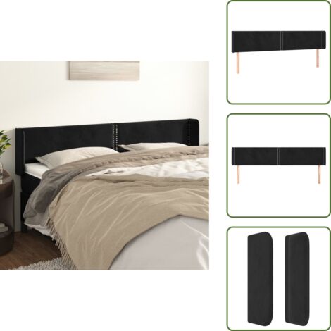 Testiera regolabile - vidaXL Testiera ad Orecchio Nera 203x16x78/88 cm in Velluto - Testiera per camera da letto