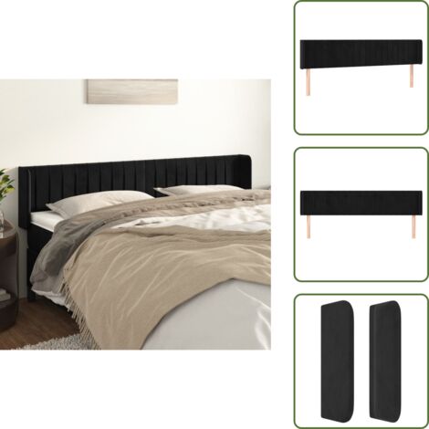 Testiera regolabile - vidaXL Testiera ad Orecchio Nera 203x16x78/88 cm in Velluto - Testiera per camera da letto