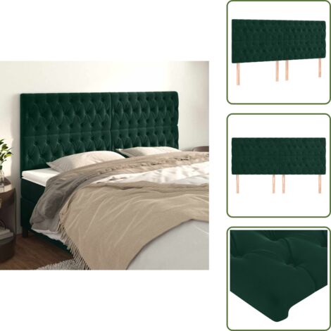 Testiera regolabile - vidaXL Testiera Verde Scuro 200x7x118/128 cm Velluto - Testiera per letto