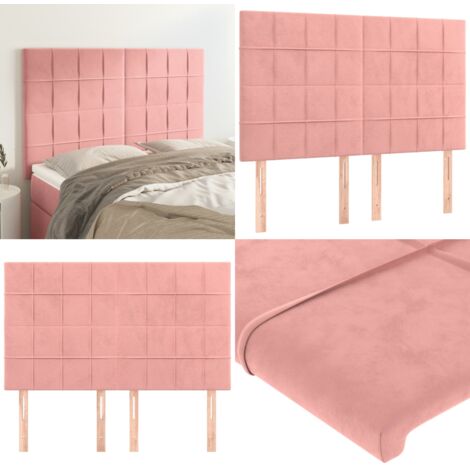 Testiera Rosa 144x5x118/128 cm Velluto - Testiera in Velluto - Testiera da Letto
