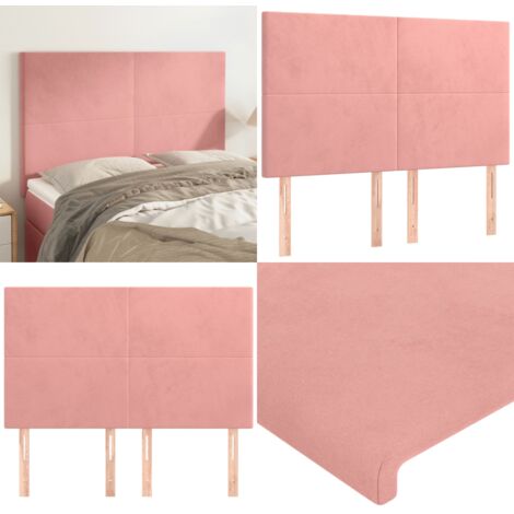 Testiera Rosa 144x5x118/128 cm Velluto - Testiera in Velluto - Testiera da Letto