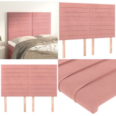 Testiera Rosa 144x5x118/128 cm Velluto - Testiera in Velluto - Testiera da Letto