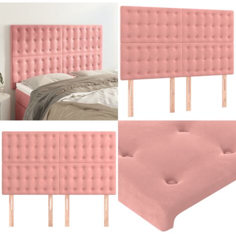 Testiera Rosa 144x5x118/128 cm Velluto - Testiera in Velluto - Testiera da Letto