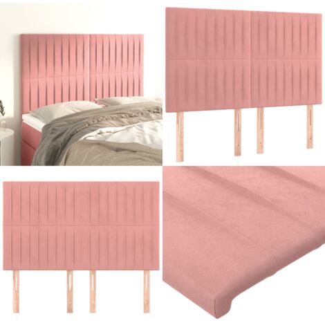 Testiera Rosa 144x5x118/128 cm Velluto - Testiera in Velluto - Testiera Regolabile