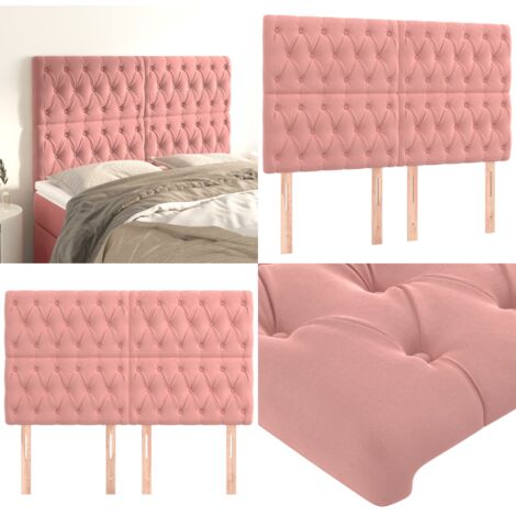 Testiera Rosa 144x7x118/128 cm Velluto - Testiera letto velluto - Testiera letto regolabile