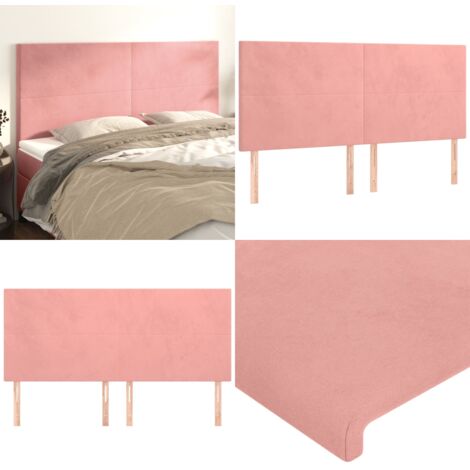 Testiera Rosa 160x5x118/128 cm Velluto - Testiera in Velluto - Testiera Regolabile