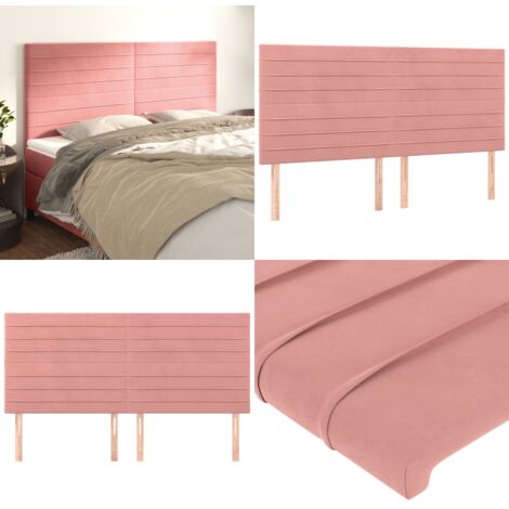 Testiera Rosa 180x5x118/128 cm Velluto - Testiera letto in velluto - Testiera letto regolabile