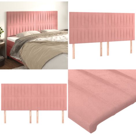 Testiera Rosa 180x5x118/128 cm Velluto - Testiera letto in velluto - Testiera letto regolabile