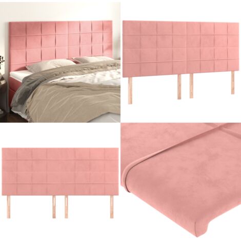 Testiera Rosa 200x5x118/128 cm Velluto - Testiera in Velluto - Testiera da Letto