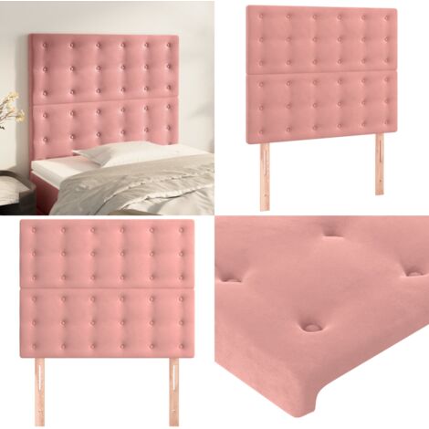 Testiera Rosa 90x5x118/128 cm Velluto - Testiera in Velluto - Testiera in Legno