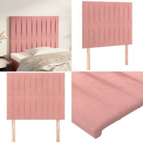 Testiera Rosa 90x5x118/128 cm Velluto - Testiera in Velluto - Testiera in Legno