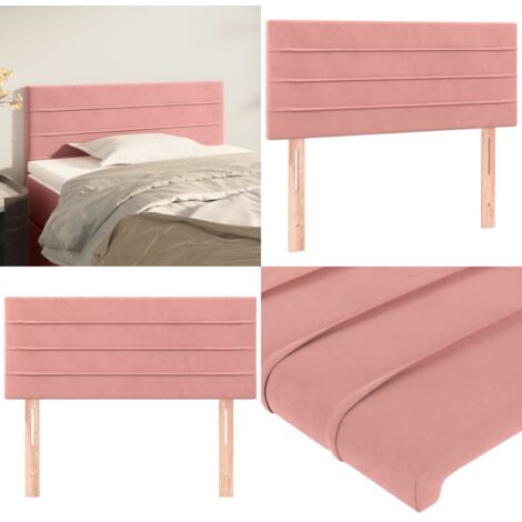 Testiera Rosa 90x5x78/88 cm in Tessuto - Testiera in Velluto - Testiera in Legno