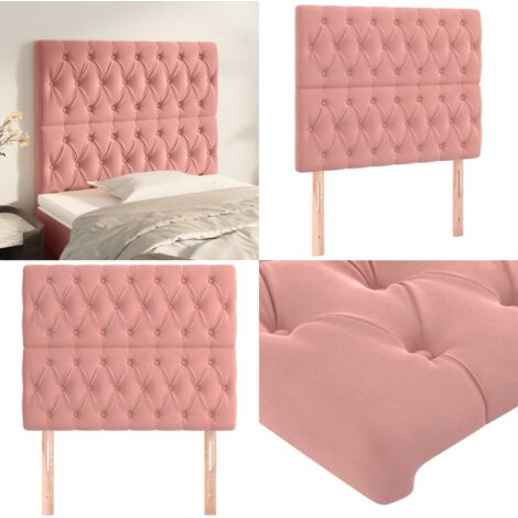 Testiera Rosa 90x7x118/128 cm Velluto - Testiera in Velluto - Testiera Regolabile