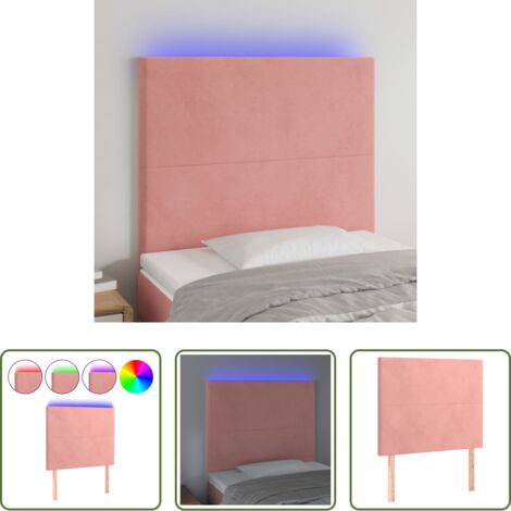 Testiera Rosa -  Testiera a LED Rosa 80x5x118/128 cm in Velluto
