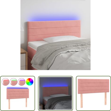 Testiera Rosa -  Testiera a LED Rosa 90x5x78/88 cm in Tessuto
