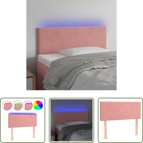 Testiera Rosa -  Testiera a LED Rosa 90x5x78/88 cm in Tessuto