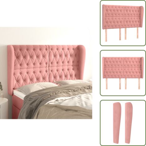 Testiera rosa - vidaXL Testiera ad Orecchio Rosa 147x23x118/128 cm in Velluto - Testiera regolabile