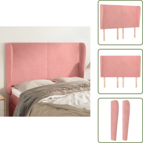 Testiera rosa - vidaXL Testiera ad Orecchio Rosa 147x23x118/128 cm in Velluto - Testiera regolabile
