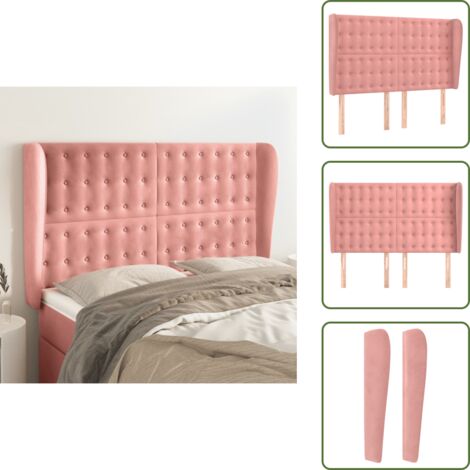 Testiera rosa - vidaXL Testiera ad Orecchio Rosa 147x23x118/128 cm in Velluto - Testiera regolabile